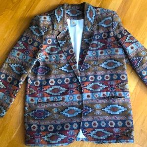 Longer style Southwestern jacquard blazer in large